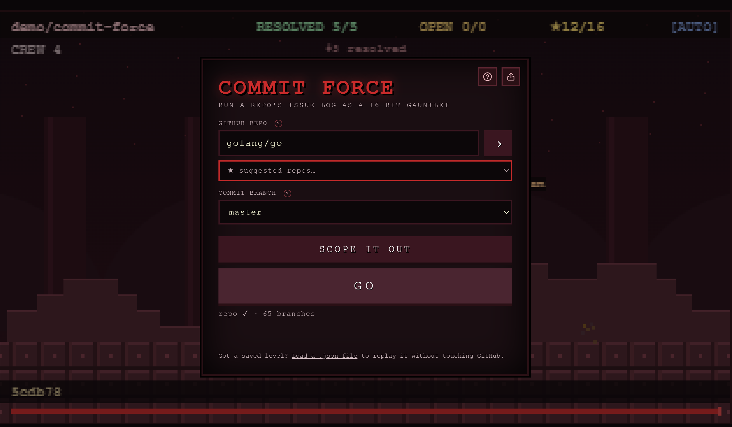Commit Force game start screen